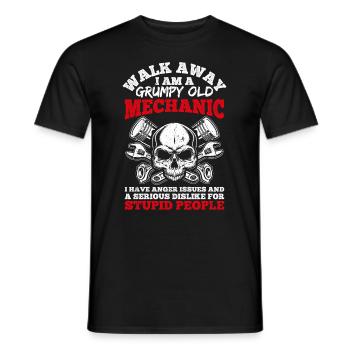 Walk Away I'm a grumpy old mechanic - Men's T-Shirt - black - Front - AI Model Male 178 light (178cm)