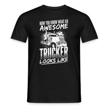 Truck Diesel Highway Best Job Money Truck Driver L - Men's T-Shirt - black - Front - AI Model Male 178 light (178cm)
