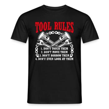 Règles de l’outil : Ne pas toucher, Déplacer, Emprunter - T-shirt homme - noir - Devant - AI Model Male 178 light (178cm)