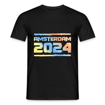 Amsterdam 2024 Bunt - Männer T-Shirt - Schwarz - Vorne - AI Model Male 178 light (178cm)