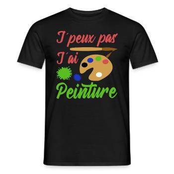 Peinture shirt je peux pas j´ai peinture artiste - T-shirt homme - noir - Devant - AI Model Male 178 light (178cm)