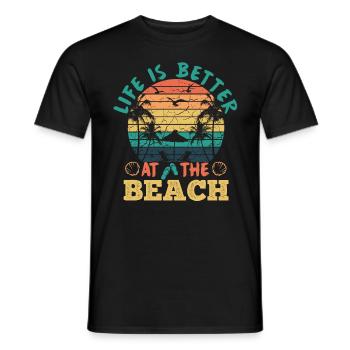 Life is better at the beach - Männer T-Shirt - Schwarz - Vorne - AI Model Male 178 light (178cm)