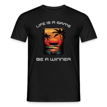 Life is a game, be a winner - Men's T-Shirt - black - Front - AI Model Male 178 light (178cm)