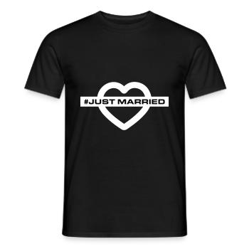 Coeur de mariage juste marié - T-shirt homme - noir - Devant - AI Model Male 178 light (178cm)