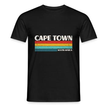 Le Cap Afrique du Sud Vintage Rétro 70s Le Cap - T-shirt homme - noir - Devant - AI Model Male 178 light (178cm)