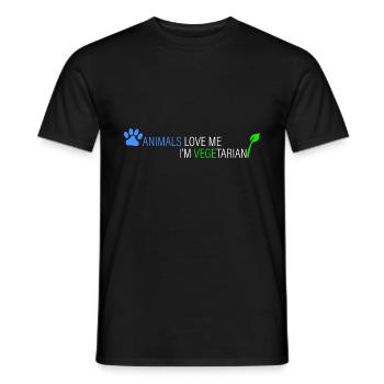 Tiere lieben mich - ich bin Vegetarier - Männer T-Shirt - Schwarz - Vorne - AI Model Male 178 light (178cm)