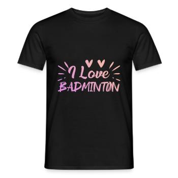 I love badminton - Men's T-Shirt - black - Front - AI Model Male 178 light (178cm)
