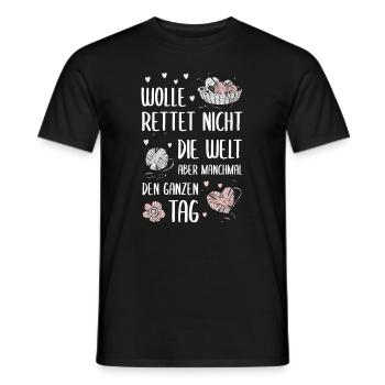 Wolle rettet den Tag, Stricken Geschenk - Männer T-Shirt - Schwarz - Vorne - AI Model Male 178 light (178cm)