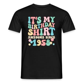 Chemise d’anniversaire surtout depuis 1958 - T-shirt homme - noir - Devant - AI Model Male 178 light (178cm)