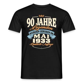 Geburtstag Mai 1933 Mai 1933 geboren 90 Jahre alt - Männer T-Shirt - Schwarz - Vorne - AI Model Male 178 light (178cm)