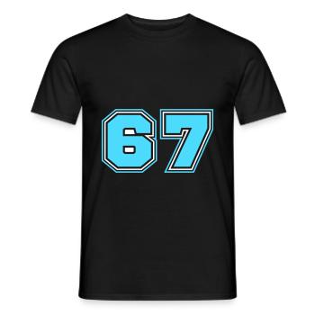 67 Zahl nummer - Männer T-Shirt - Schwarz - Vorne - AI Model Male 178 light (178cm)