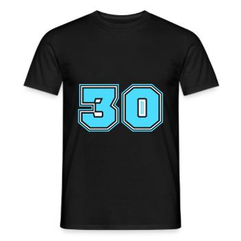 30 Number number - Men's T-Shirt - black - Front - AI Model Male 178 light (178cm)