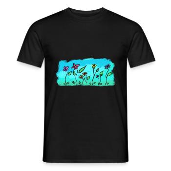 Flowers in the meadow - Men's T-Shirt - black - Front - AI Model Male 178 light (178cm)