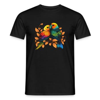 Agapornis Inseparable Retro Parrots Lovebird - Men's T-Shirt - black - Front - AI Model Male 178 light (178cm)