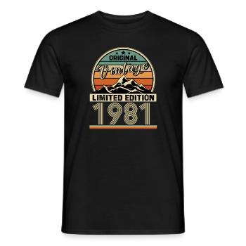 1981 - Men's T-Shirt - black - Front - AI Model Male 178 light (178cm)