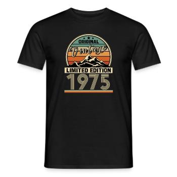 1975 - Men's T-Shirt - black - Front - AI Model Male 178 light (178cm)