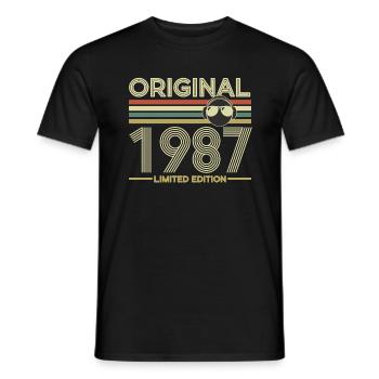 1987 - Männer T-Shirt - Schwarz - Vorne - AI Model Male 178 light (178cm)