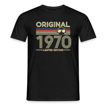 1970 - Men's T-Shirt - black - Front - AI Model Male 178 light (178cm)
