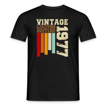 1977 - Men's T-Shirt - black - Front - AI Model Male 178 light (178cm)