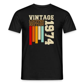 1974 - Men's T-Shirt - black - Front - AI Model Male 178 light (178cm)