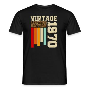 1970 - Men's T-Shirt - black - Front - AI Model Male 178 light (178cm)