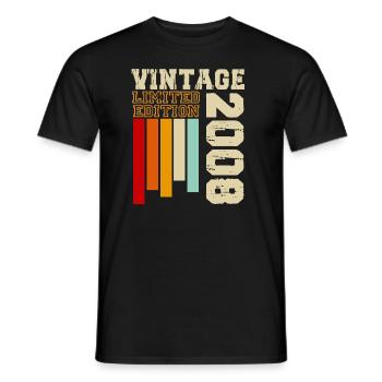 2008 - Men's T-Shirt - black - Front - AI Model Male 178 light (178cm)