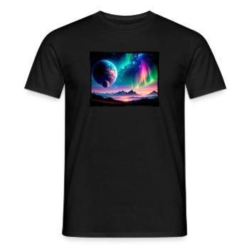 polarlichter,sterne,nacht,planeten - Männer T-Shirt - Schwarz - Vorne - AI Model Male 178 light (178cm)