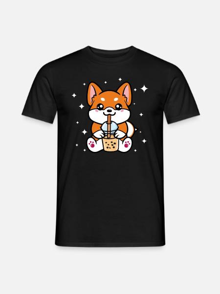 Kawaii Shiba Inu Dog Boba Bubble Tea Gift - Men's T-Shirt - black