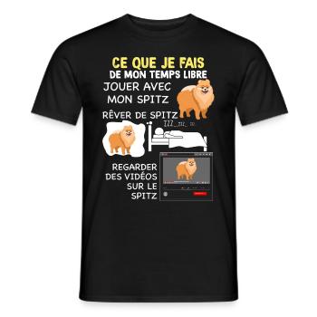 Temps Libre Pour Mon Spitz Chien Humour - T-shirt homme - noir - Devant - AI Model Male 178 light (178cm)