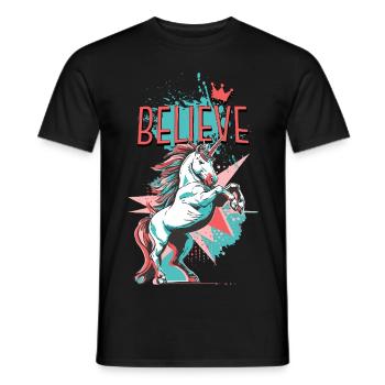 Licorne Foi Vintage Rétro Coloré Moderne Tendance - T-shirt homme - noir - Devant - AI Model Male 178 light (178cm)
