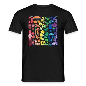 Petites pièces de dégradé arc-en-ciel - T-shirt homme - noir - Devant - AI Model Male 178 light (178cm)