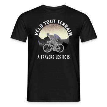 Vélo tout terrain à travers les bois - T-shirt homme - noir - Devant - AI Model Male 178 light (178cm)