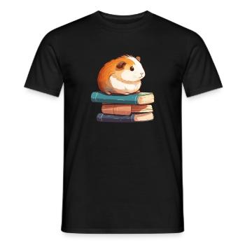 Guinea pig siting in stack of books guinea pig - Männer T-Shirt - Schwarz - Vorne - AI Model Male 178 light (178cm)