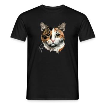 Calico cat - Men's T-Shirt - black - Front - AI Model Male 178 light (178cm)