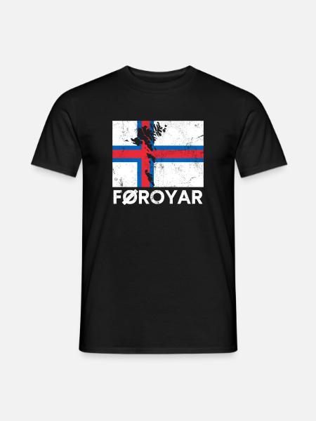 faroe islands, flag faroe islands - Mænd T-shirt - sort