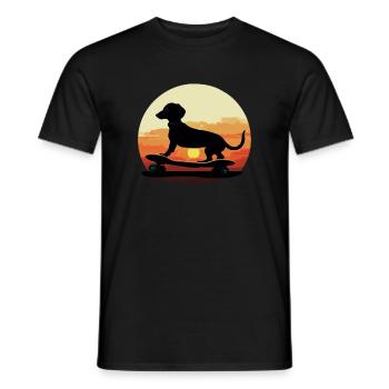 Dachshund skateboard dog, Weenie Dog - Männer T-Shirt - Schwarz - Vorne - AI Model Male 178 light (178cm)