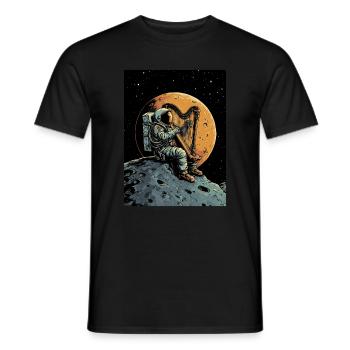 Astronaut playing Harp - Männer T-Shirt - Schwarz - Vorne - AI Model Male 178 light (178cm)
