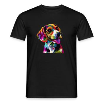 beagle Colorful beagle - Men's T-Shirt - black - Front - AI Model Male 178 light (178cm)