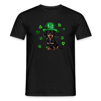 Teckel St Patrick’s Day Shamrock - T-shirt homme - noir - Devant - AI Model Male 178 light (178cm)