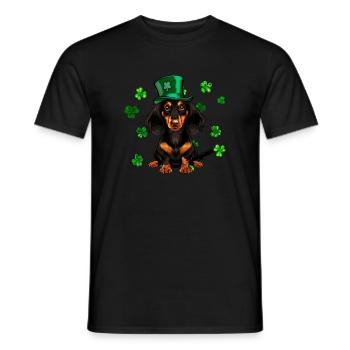 Teckel St Patrick’s Day Shamrock - T-shirt homme - noir - Devant - AI Model Male 178 light (178cm)