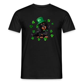 Teckel St Patrick’s Day Shamrock - T-shirt homme - noir - Devant - AI Model Male 178 light (178cm)