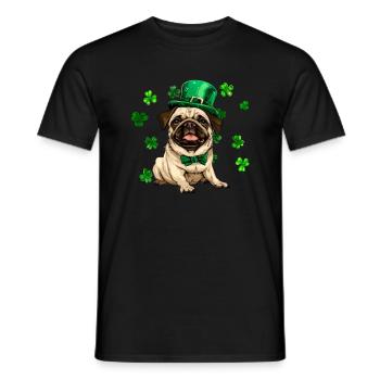 Chien carlin St Patrick’s Day Shamrock - T-shirt homme - noir - Devant - AI Model Male 178 light (178cm)