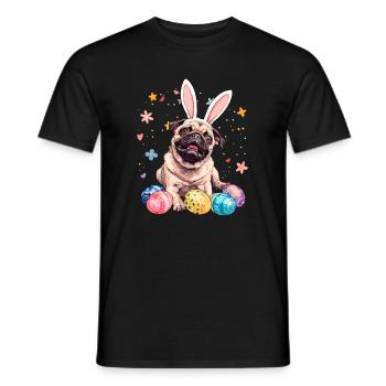 Oeufs de Pâques Carlin Chasse jour de Pâques - T-shirt homme - noir - Devant - AI Model Male 178 light (178cm)