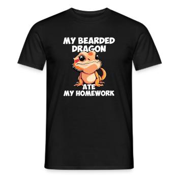 bearded dragon ate my homework, reptile bearded - Men's T-Shirt - black - Front - AI Model Male 178 light (178cm)