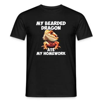 bearded dragon ate my homework, reptile bearded - Men's T-Shirt - black - Front - AI Model Male 178 light (178cm)