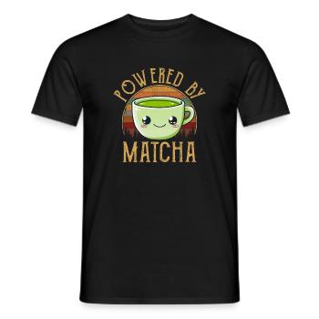 powered by matcha, matcha - Men's T-Shirt - black - Front - AI Model Male 178 light (178cm)