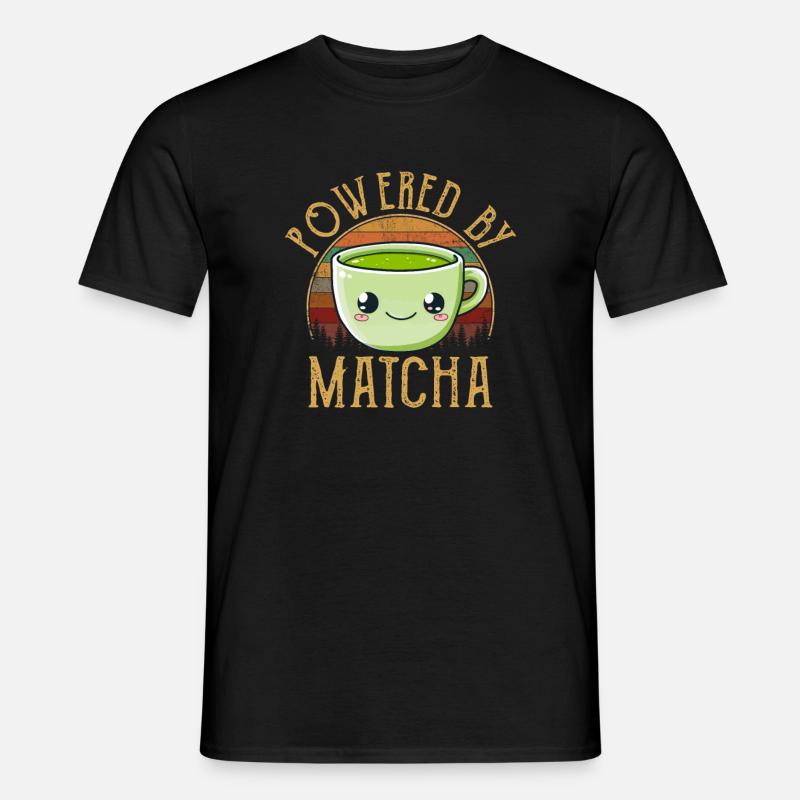 powered by matcha, matcha - Männer T-Shirt - Schwarz