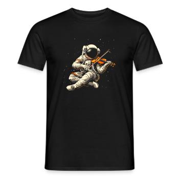 astronaut playing musical instrument Violin - Männer T-Shirt - Schwarz - Vorne - AI Model Male 178 light (178cm)