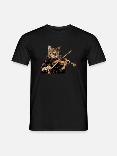 Violin cat musical instrument Violin - Männer T-Shirt - Schwarz