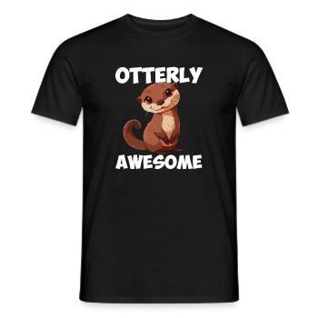 otterly awesome, Otter - Männer T-Shirt - Schwarz - Vorne - AI Model Male 178 light (178cm)